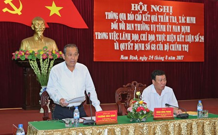 Công bố kết quả thẩm tra đối với Ban Thường vụ Tỉnh ủy Nam Định